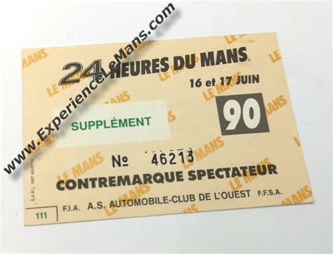 Hours Of Le Mans Supplement Contremarque Re Entry Ticket