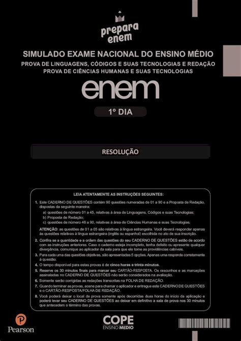 PDF SIMULADO EXAME NACIONAL DO ENSINO MÉDIO RESOLUÇÃO SIMULADO