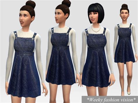 The Sims Resource Denim Dungaree Dress