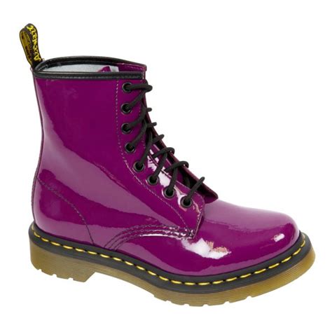 Dr Martens Ladies Classic 8 Eyelet Purple Patent Boot Marshall Shoes