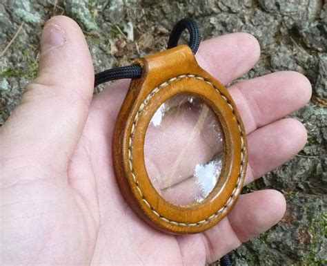 Magnifying Glass In Leather With Paracord Neck Lanyard For Bushcraft Outdoors Naturalist