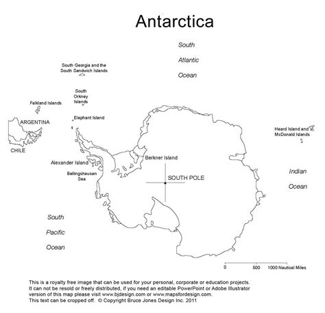 Antarctica South Pole Blank Printable Map Outline World Regional