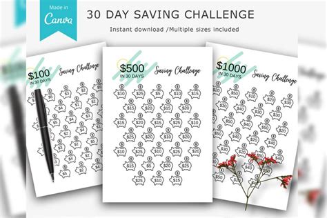 Money Saving Challenge Savings Challenge Chart Bundle Print