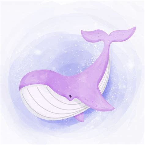 Premium Vector Cute Whale Swimming In Ocean Whale Illustration