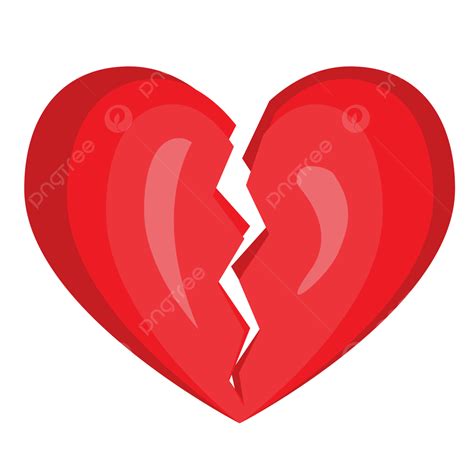 Gambar Clipart Hd Vektor Patah Hati Merah Rusak Jantung Merah Png