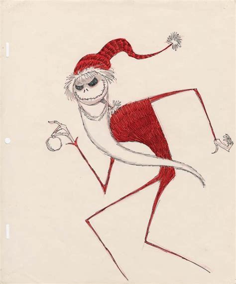 Original Tim Burton Artwork For Jack Skellington As Santa Jack From