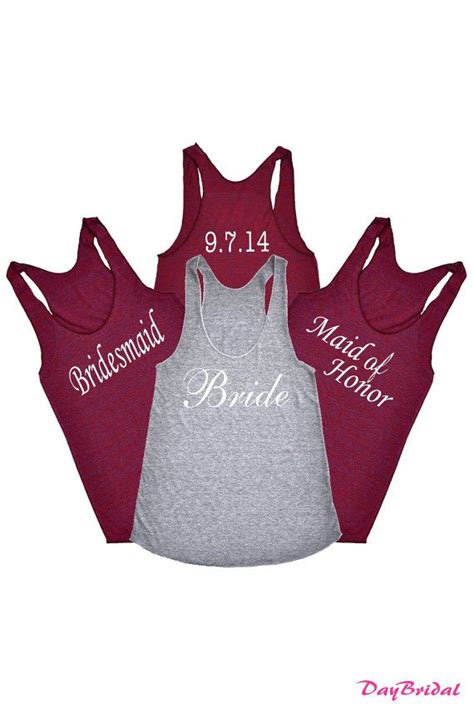 Wedding Party Set Of 4 Tank Tops With Wedding Date Bridal Party Shirts Wedding Day Bridesmaid