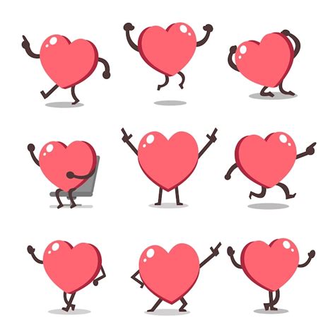 Premium Vector Cartoon Heart Character Poses