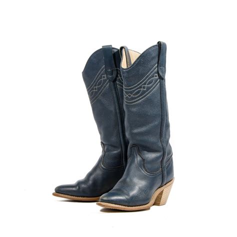 Womens Wrangler Cowboy Boots Navy Blue Stacked By Nashdrygoods