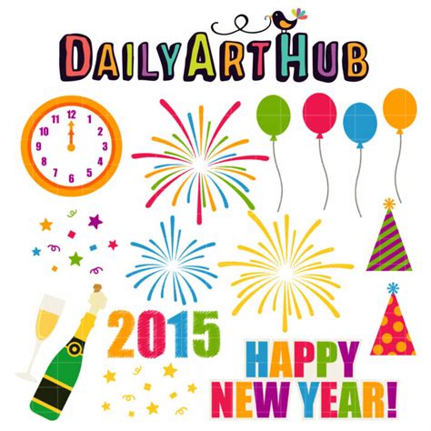 Happy New Year 2 Clip Art Set Daily Art Hub Graphics Alphabets And Svg