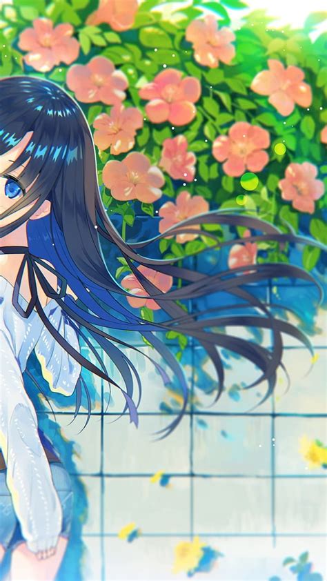 Anime Girl Floral Hd Phone Wallpaper Peakpx