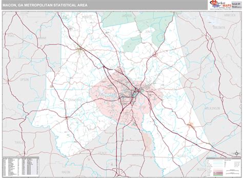 Macon Ga Metro Area Wall Map Premium Style By Marketmaps Mapsales