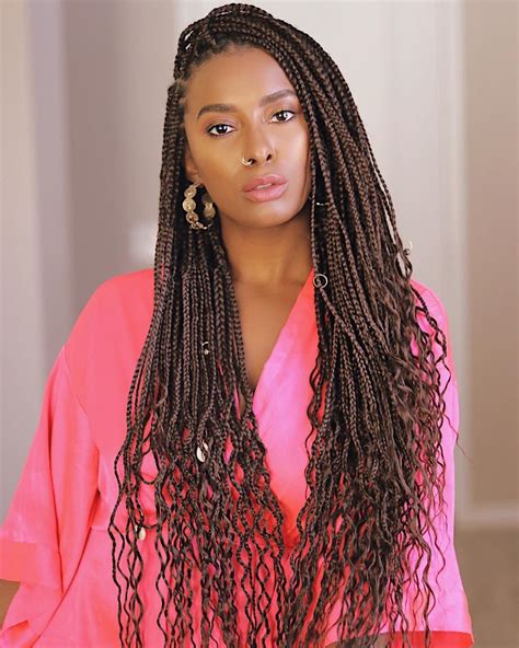 30 knotless box braids with curls the fshn