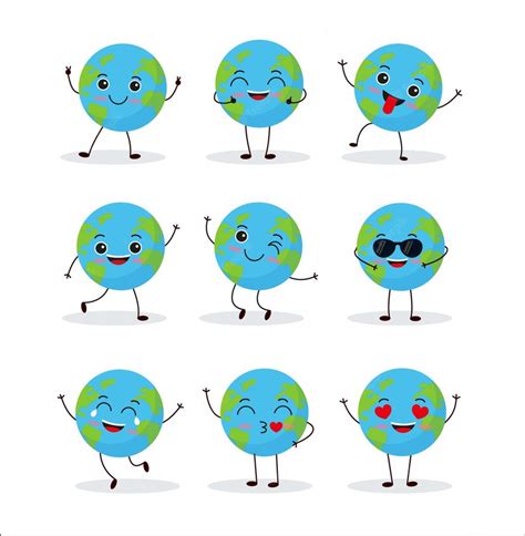 Premium Vector Cute Planet Earth Character Cartoon Planet Emoji