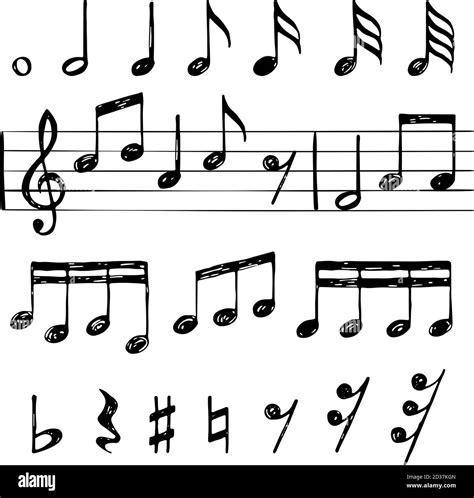 music notes black treble clef stave f sharp minor major sounds vector symbols stock vector