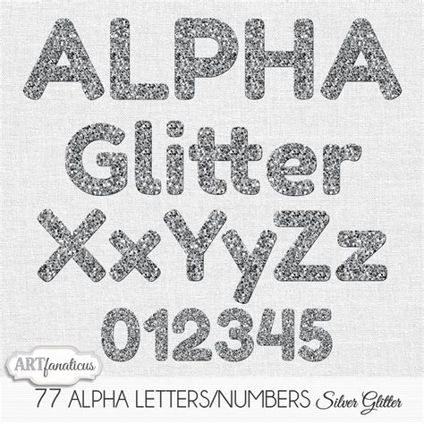 Silver Glitter Alphabet Clip Art Illustrations On Creative Market
