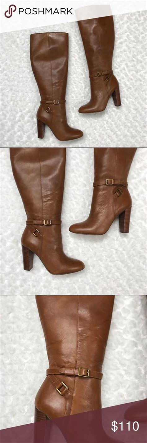 nwob ralph lauren 5 5 burnished leather valli boot leather knee boots leather boots heels