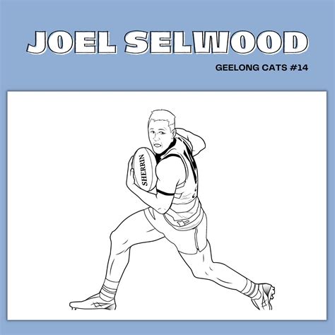 Colouring Page Afl Joel Selwood Geelong Cats Boys Etsy