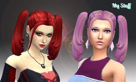 Sims 4 Hairs Mystufforigin Harley Quinn Hairstyle Version 2