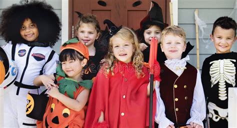 Little Children In Halloween Costumes Stock Photo Image Of Happiness