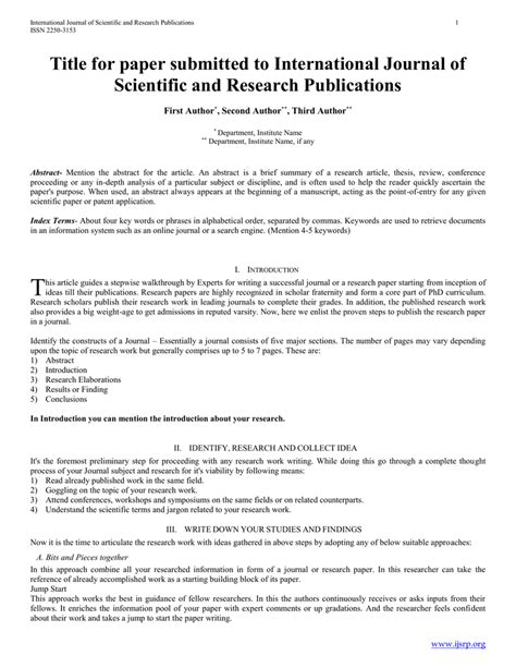 Scientific Paper Format Template Floss Papers