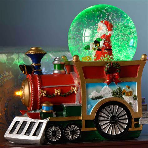 WeRChristmas Santa Christmas Train with 3 Musical Animated Snow Globe