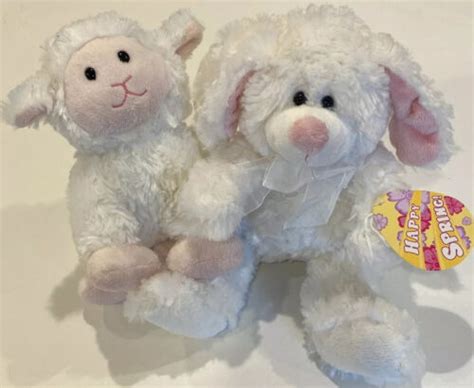 Commonwealth White Bunny Rabbit Plush Lamb Pink Happy Spring Easter 9