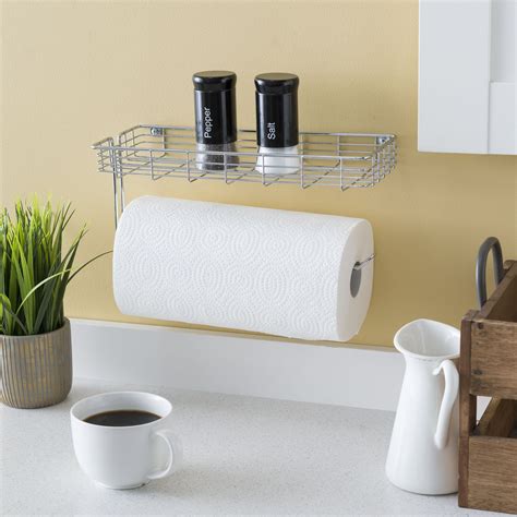 Home Basics Chrome Plated Steel Wall Mounted Paper Towel Holder With