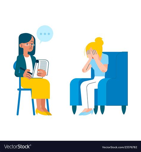 Flat Mental Therapy Session Crying Woman Vector Image