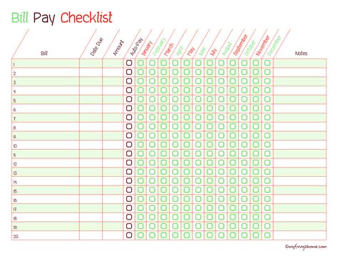 Bill Payment Checklist | Templates at allbusinesstemplates.com