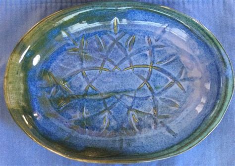 Blue And Green Celtic Platter Handcrafted Glass Ceramic