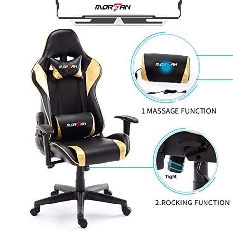 Morfan Gaming Chair Massage And Rocking Function Computer Pu Leather