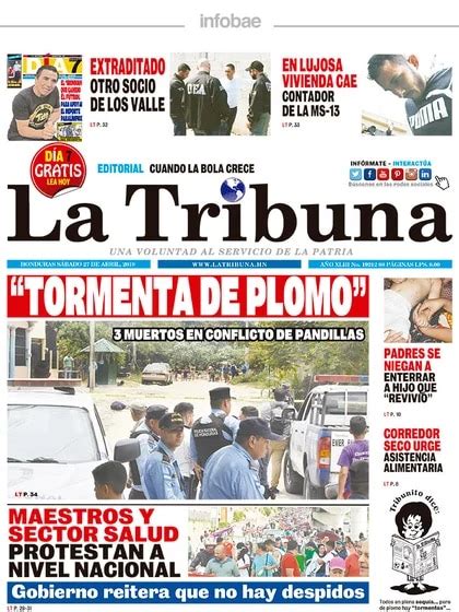 La Tribuna Honduras 27 De Abril De 2019 Infobae