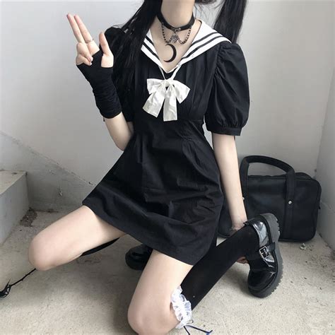 Japanese College Sailor Collar Puff Sleeve High Waist Slimming Sailor