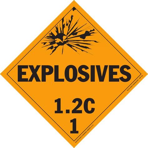 Hazardous Material Placards 10 3 4 X 10 3 4 Class 1 2C Explosive