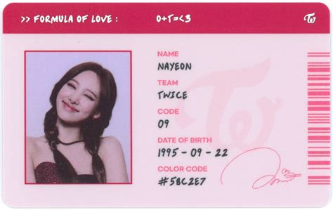 Index Paper Birth Colors Twice Album Id Card Template Nayeon Twice Im Nayeon Fake Photo