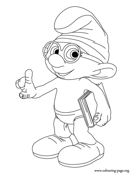 2nd vexy and hackus wallpaper! The Smurfs - Brainy Smurf with his book coloring page