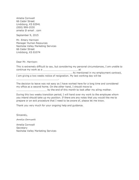 Free Resignation Letter Template Word Of 40 Two Weeks