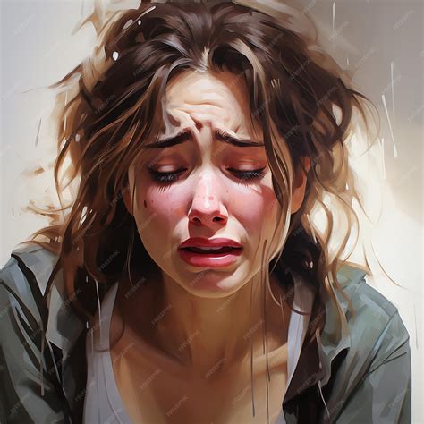 premium ai image generative ai the portrait of a 30 year old woman who is crying