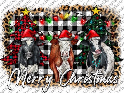 Merry Christmas Cows Christmas With My Herdchristmas Etsy