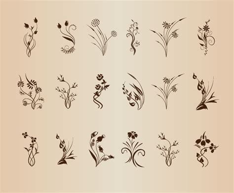 Set Of Floral Design Element Vector Free Vector Graphics All Free