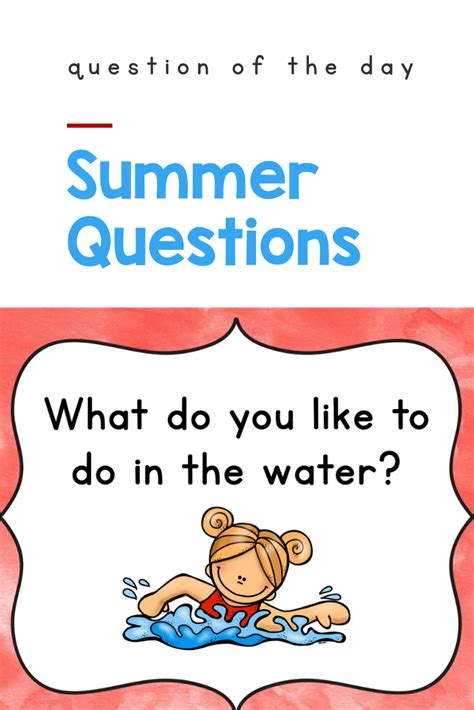 Summer Question Of The Day Conversation Starters Teaching Elementary