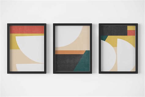 Set Of 3 Prints Mid Century Posters Abstract Wall Art Prints Etsy