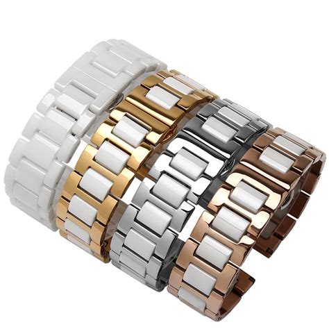 Quality Stainless Steel And Ceramic Watch Band 14mm 16mm 18mm 20mm 22mm
