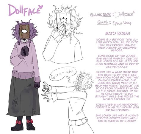The Character Sheet For Dollface Is Shown In Black And White With An