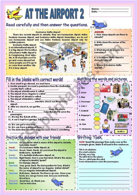 At The Airport Worksheet Learn English Vocabulary English Teaching Resources Teaching English