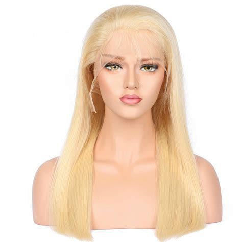 brazilian silky straight 613 blonde lace wigs pre plucked 150 density full lace human hair wig