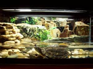 Here's a 30 gallon turtle aquarium with about 4 inches of water.