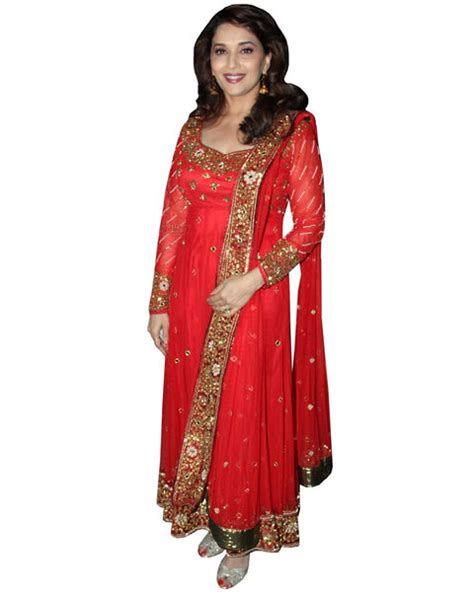 Madhuri Dixit In Red Color Anarkali Suit Sulbha Fashions