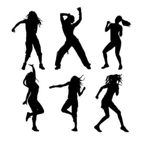 Premium Vector Set Of Silhouettes Of Women Sport Zumba Dance